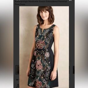 Moulinette Soeurs Women’s Anthropologie Embroidered Perennial Dress Floral SZ 16